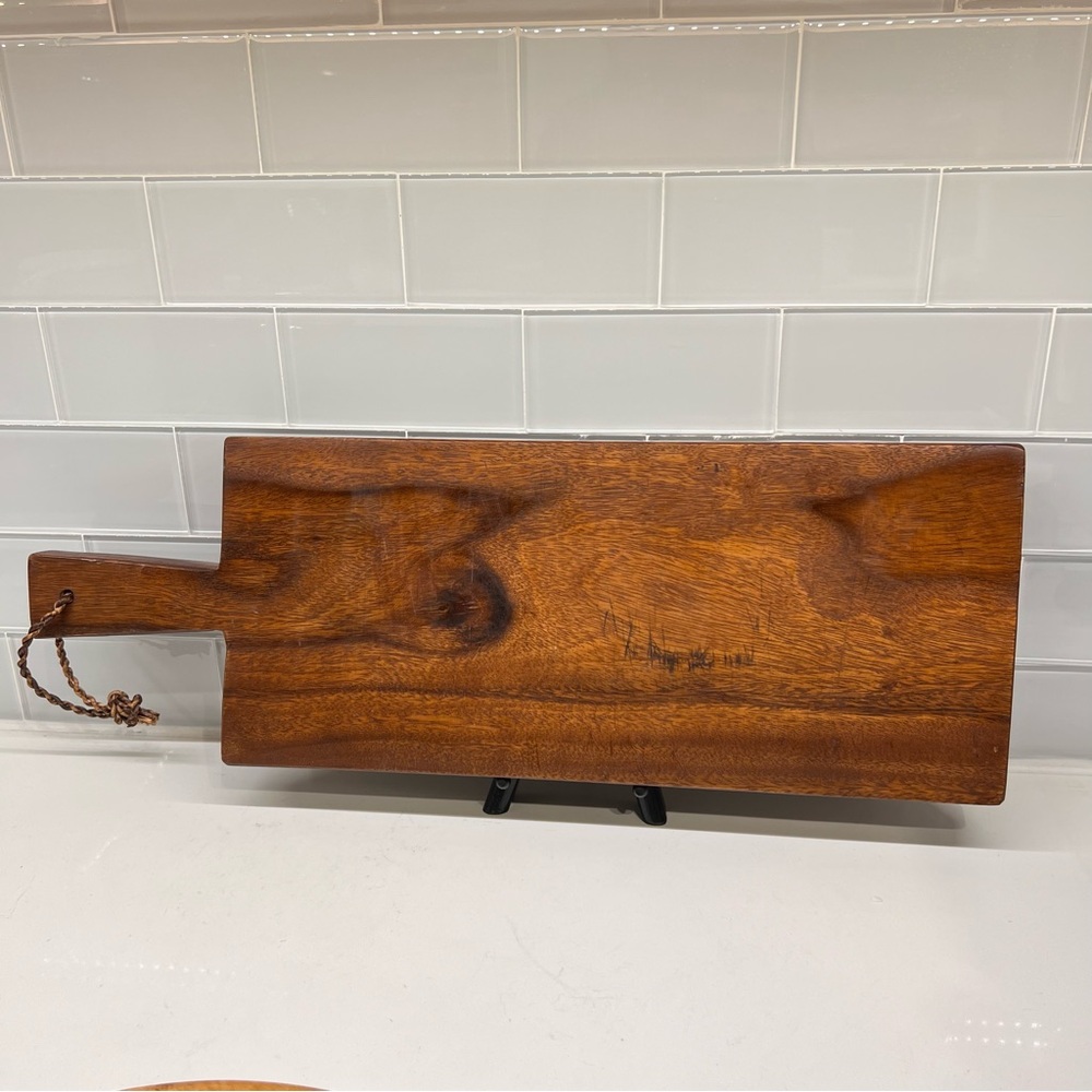 Woodard & Charles Wood Paddle Serving Tray w/Handle, Charcuterie/ Cutting Board